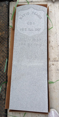 Headstone for David Frank received March 13, 2013